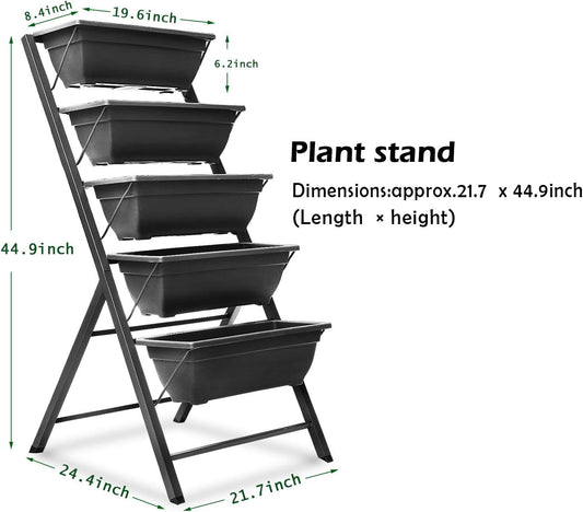 FOYUEE Vertical Herb Garden Planter Box Outdoor Elevated Raised Bed for Vegetables Flower Indoor with Drainage 5 Container