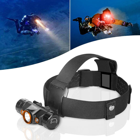 Diving Headlamp 1200 Lumens Scuba Dive Light 5 Modes Dual-Color (White/Red) Professional Underwater 150M Headlight, IP68 Waterproof Flashlight for Caving Snorkeling Spearfishing