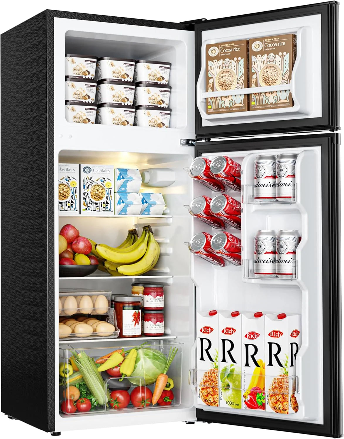 EUHOMY 3.2 Cu.Ft Mini Fridge with Freezer – 2-Door Compact Refrigerator for Bedroom, Dorm, Office or Apartment, Silver