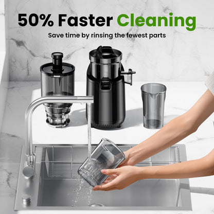 Cold Press Juicer, Slow Masticating Machines with 5.3" Extra Large Feed Chute Fit Whole Fruits & Vegetables Easy Clean Self Feeding Effortless for Batch Juicing, High Juice Yield, BPA Free 250W