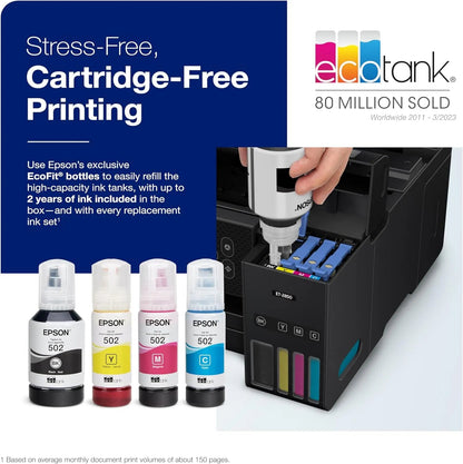 Epson EcoTank ET-4800 Wireless All-in-One Inkjet Printer, White – Cartridge-Free, Scanner, Copier, Fax, ADF, Ethernet, Home Office