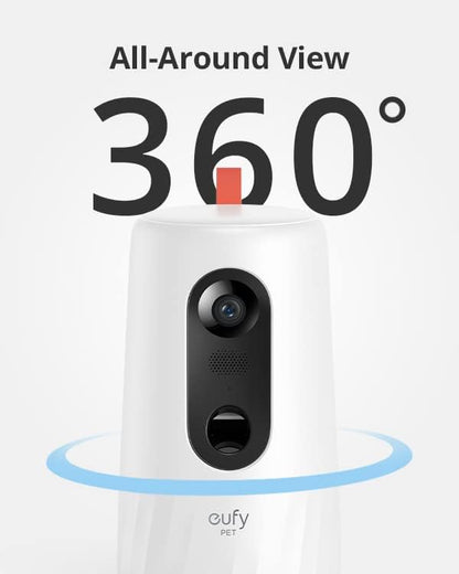 eufy 2K Pet Camera with Phone App, New 2023, 360° View, On-Device AI Tracking, Dog Camera with Treat Dispenser, 2-Way Audio, Doggy Diary, Bark Alerts, Local Storage, No Monthly Fee