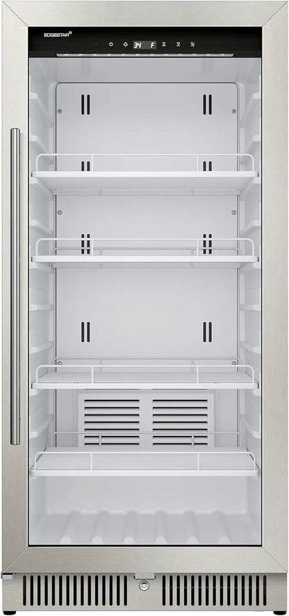 EdgeStar VBM101 22" Wide 10.1 Cu. Ft. Commercial Beverage Merchandiser – Stainless Steel, Temp Alarm, Reversible Door