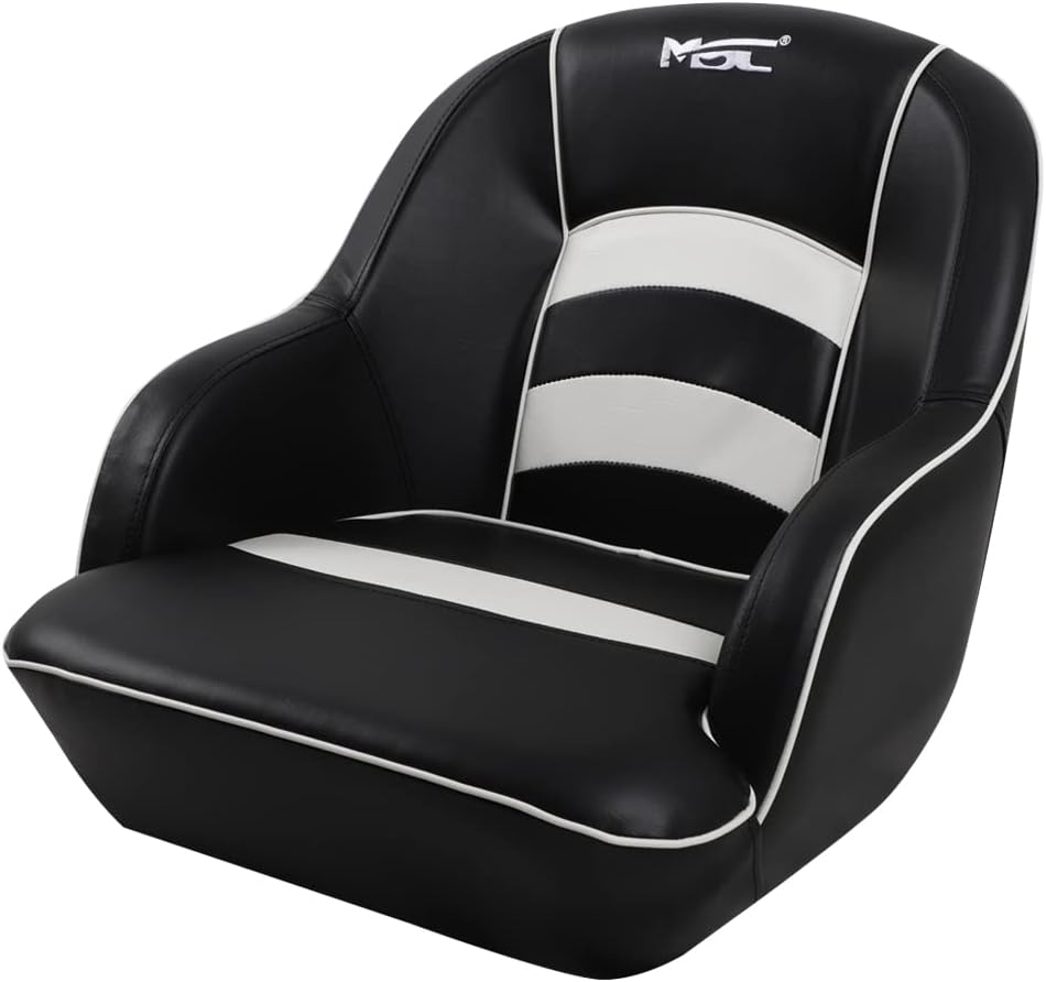 Bucket Pontoon Boat Seat (White/Blue)
