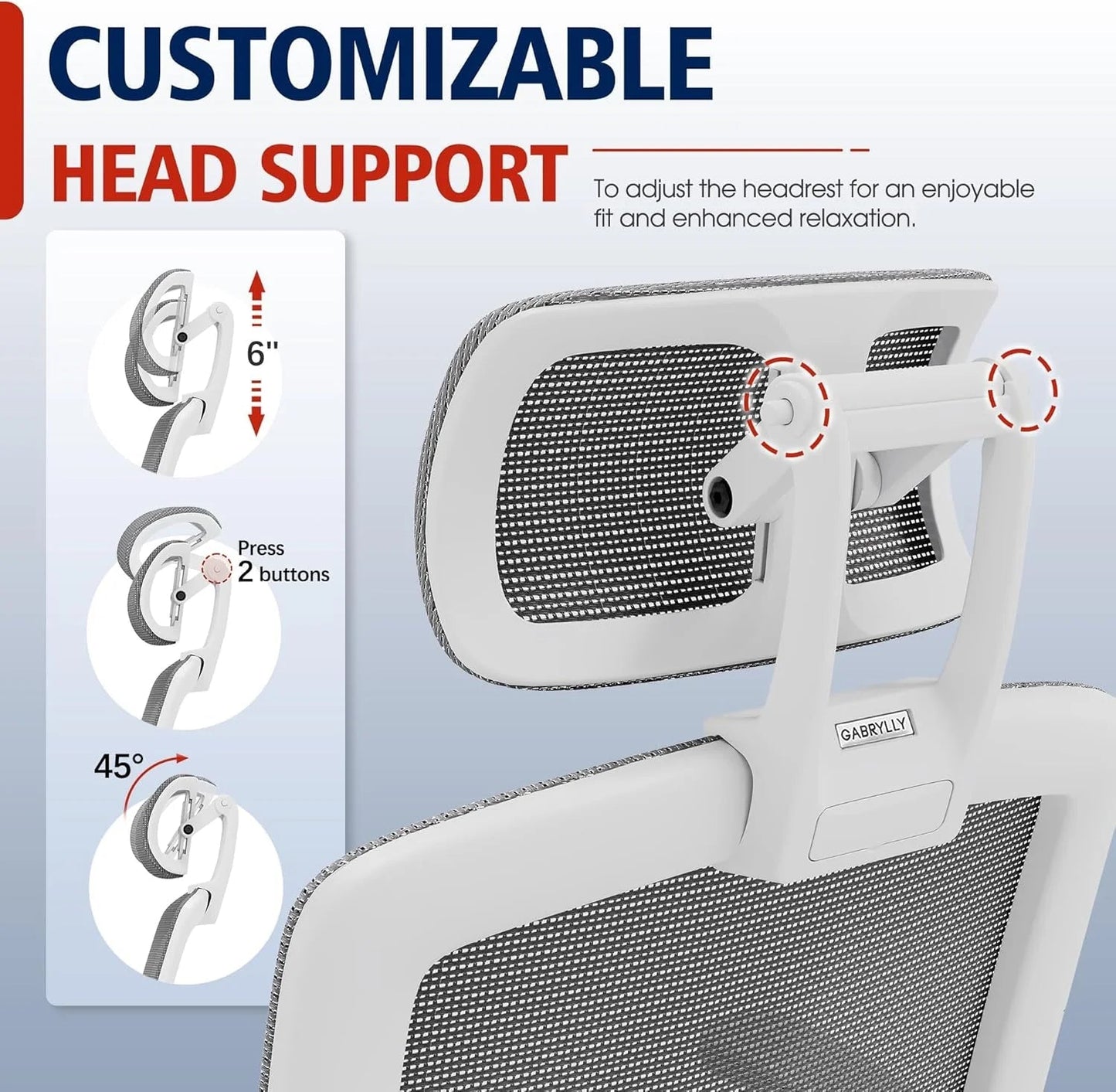 GABRYLLY Ergonomic Office Chair, High Back Home Desk Chair with Headrest, Flip-Up Arms, 90-120° Tilt Lock and Wide Cushion, Big and Tall Mesh Chairs for Man Woman, Black Task Chair