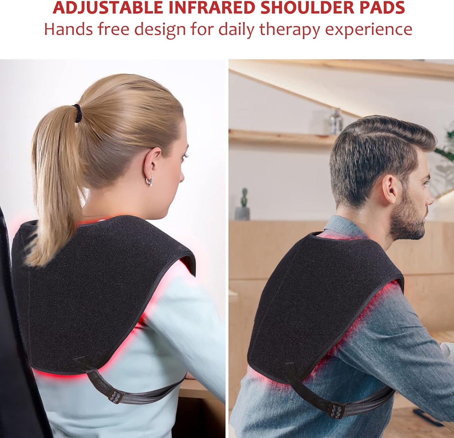 Red Light Therapy for Neck and Shoulder Pain Relief 850nm Near Infrared Therapy Set Wearable Wrap Devices for Upper Back Neck Shoulders Body Muscle Relax Home Use Treatment Pad FDA Cleared