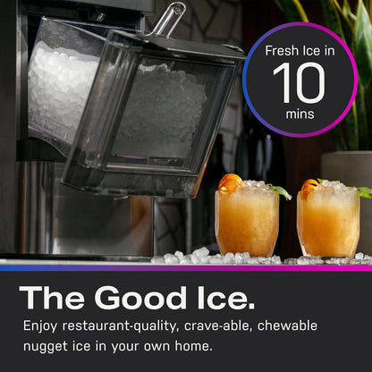 Countertop Nugget Ice Maker with Side Tank | Ice Machine with WiFi Connectivity | Smart Home Kitchen Essentials | Stainless Steel