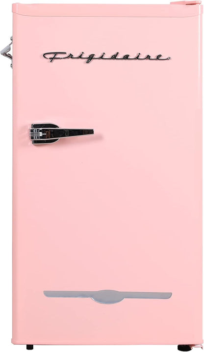 Frigidaire Retro Bar Fridge 3.2 Cu. Ft, Pink/Coral – Compact with Bottle Opener, Adjustable Thermostat & Shelves