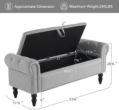 Furniliving Modern Storage Ottoman Bench, Sherpa Ottoman End of Bed Bench with Solid Wood Legs Upholstered Ottoman Benches with Storage Indoor Bench for Living Room with Rolled Arm, Entryway, White