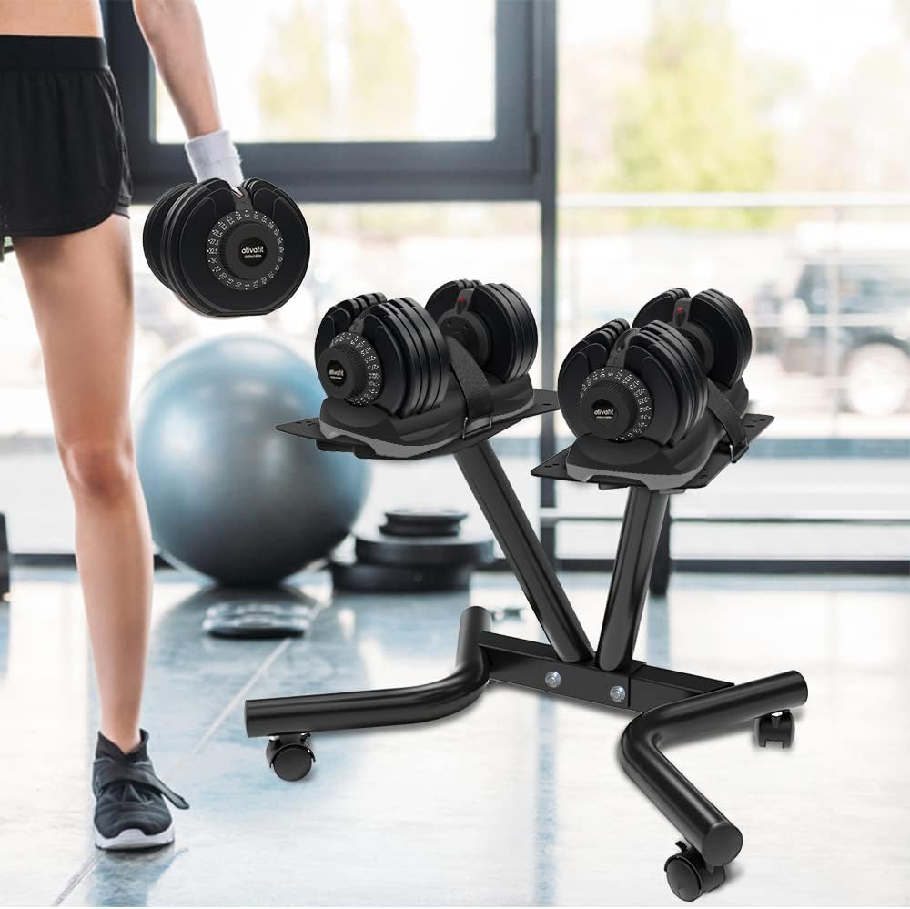 Dumbbell Stand Fitness Dial Dumbbell Rack with Adjustable Belt for Home Gym Set