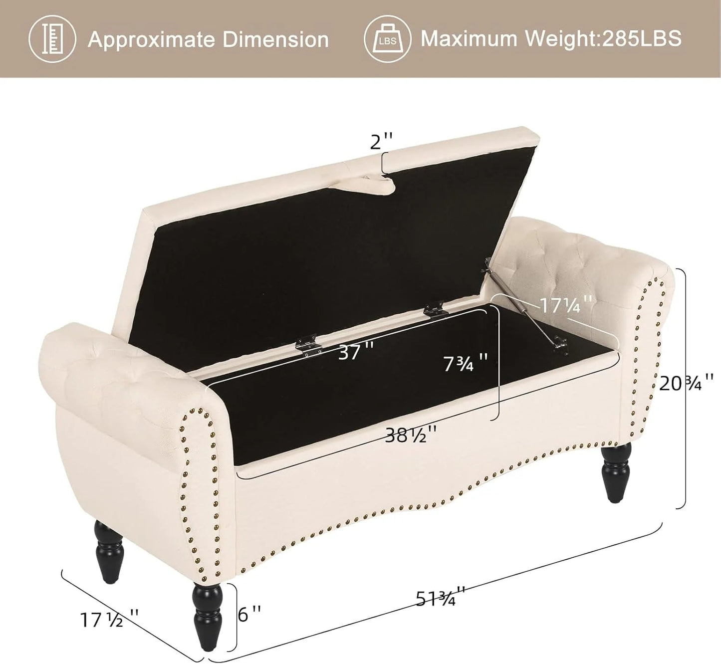 Furniliving Modern Storage Ottoman Bench, Sherpa Ottoman End of Bed Bench with Solid Wood Legs Upholstered Ottoman Benches with Storage Indoor Bench for Living Room with Rolled Arm, Entryway, White
