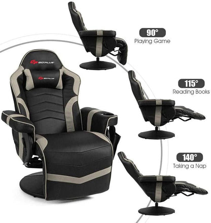 Pu Leather Massage Gaming Chair Ergonomic High Back Racing Style Gaming Recliner With Adjustable Backrest Amp Footrest Cup Holder Side Pouch - Comfortable And Ergonomic Design