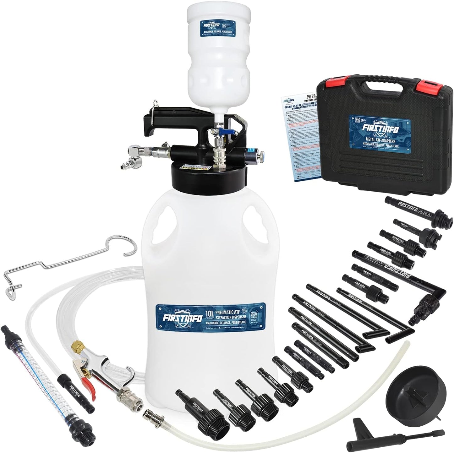 Patented 10L Automatic Transmission Fluid Pump ATF Refill System Dispenser Extractor with 21 Pcs ATF Filler Adapters&Refilling Funnel + Drainer and Refill Kit