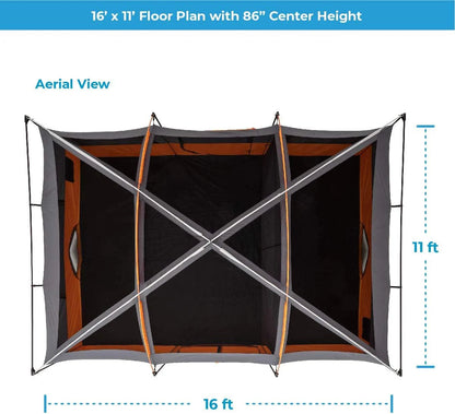 CORE Straight Wall Cabin Tents | 10 Person / 11 Person / 12 Person Large Multi Room Family Tents for Car Camping & Outdoor Adventures