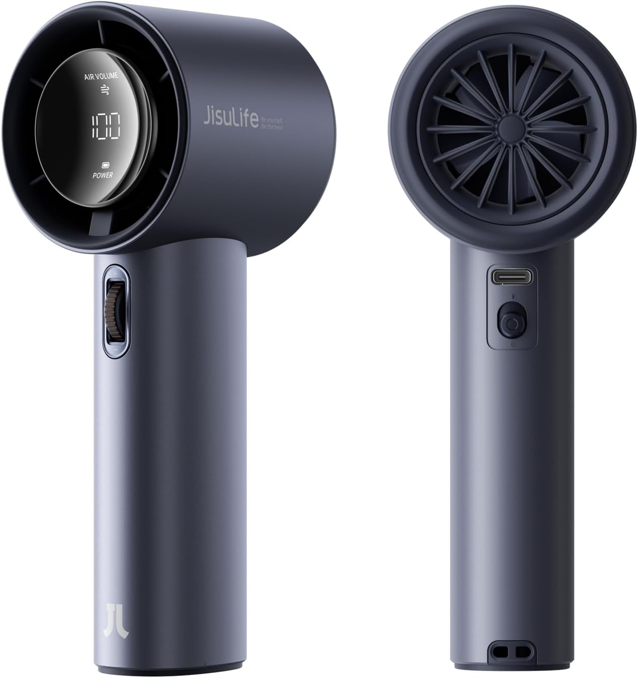 Portable Handheld Fan,Speed(1-100) Adjustable Turbo Mini Fan,5000mAh Battery Rechargeable Personal Fan with Metal Body,Digital Display,Gifts for Women Men Travel/Camping/Outdoor-Grey