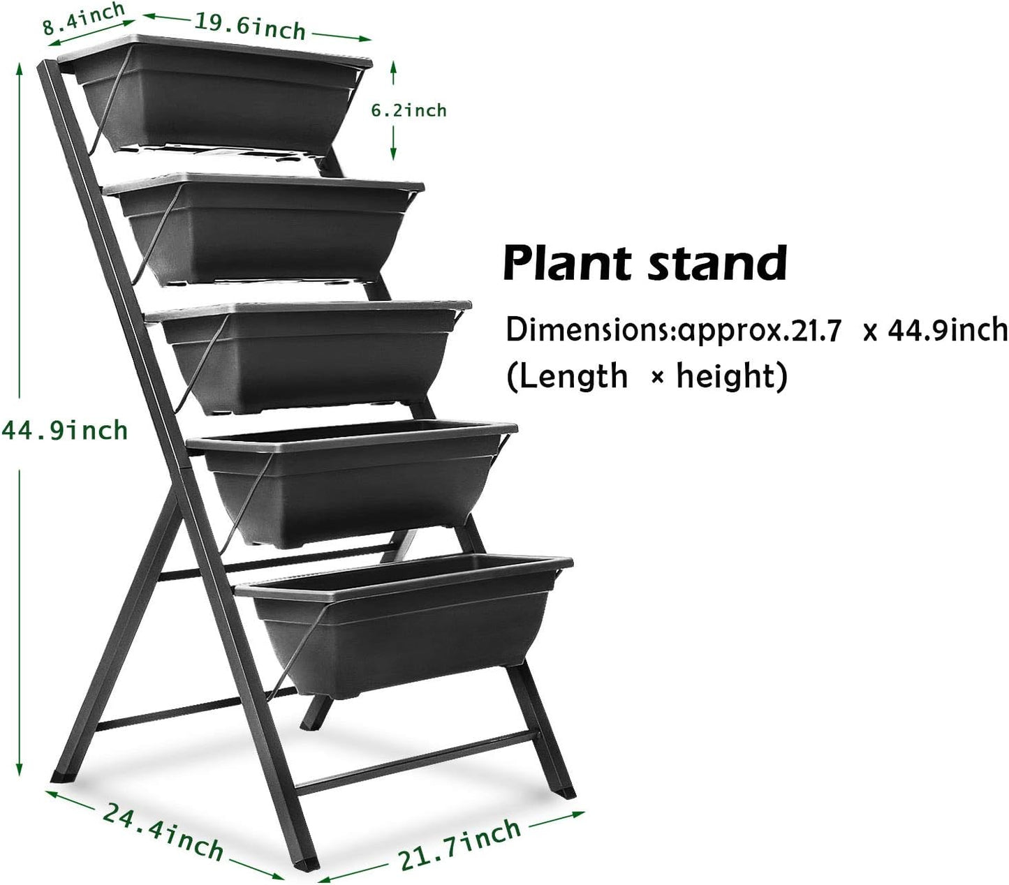 FOYUEE Vertical Herb Garden Planter Box Outdoor Elevated Raised Bed for Vegetables Flower Indoor with Drainage 5 Container