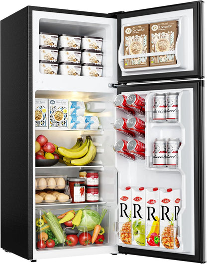 EUHOMY 3.2 Cu.Ft Mini Fridge with Freezer – 2-Door Compact Refrigerator for Bedroom, Dorm, Office or Apartment, Silver