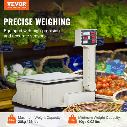 Electronic Price Computing Scale, 66 LB Digital Deli Weight Scales, LED Digital Commercial Food Fruit Meat Produce Counting Weight, for Retail Outlet Store, Kitchen, Restaurant Market, Farmer