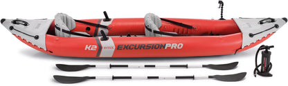 Excursion Pro Inflatable Kayak Series: Includes Deluxe 86in Kayak Paddles and High-Output Pump – SuperTough PVC – Adjustable Bucket Seat – Fishing Rod Holders – Grab Handles