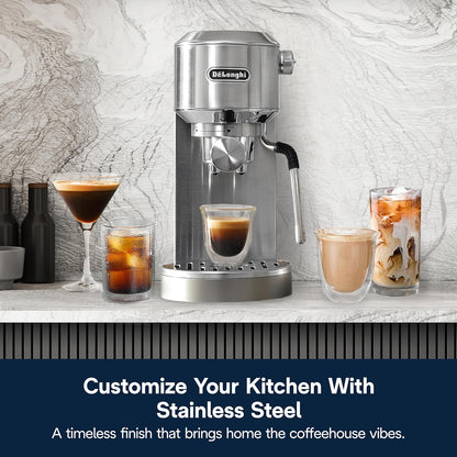 De'Longhi Dedica Duo Espresso Machine with Milk Frother, Stainless
