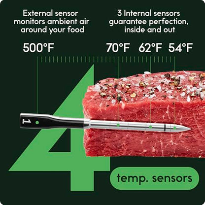 CHEF iQ Sense Smart Wireless Meat Thermometer with 3 Ultra Thin Probes, Unlimited Range Bluetooth Meat Thermometer, Digital Food Thermometer for Remote Monitoring of BBQ Grill, Oven: Home & Kitchen