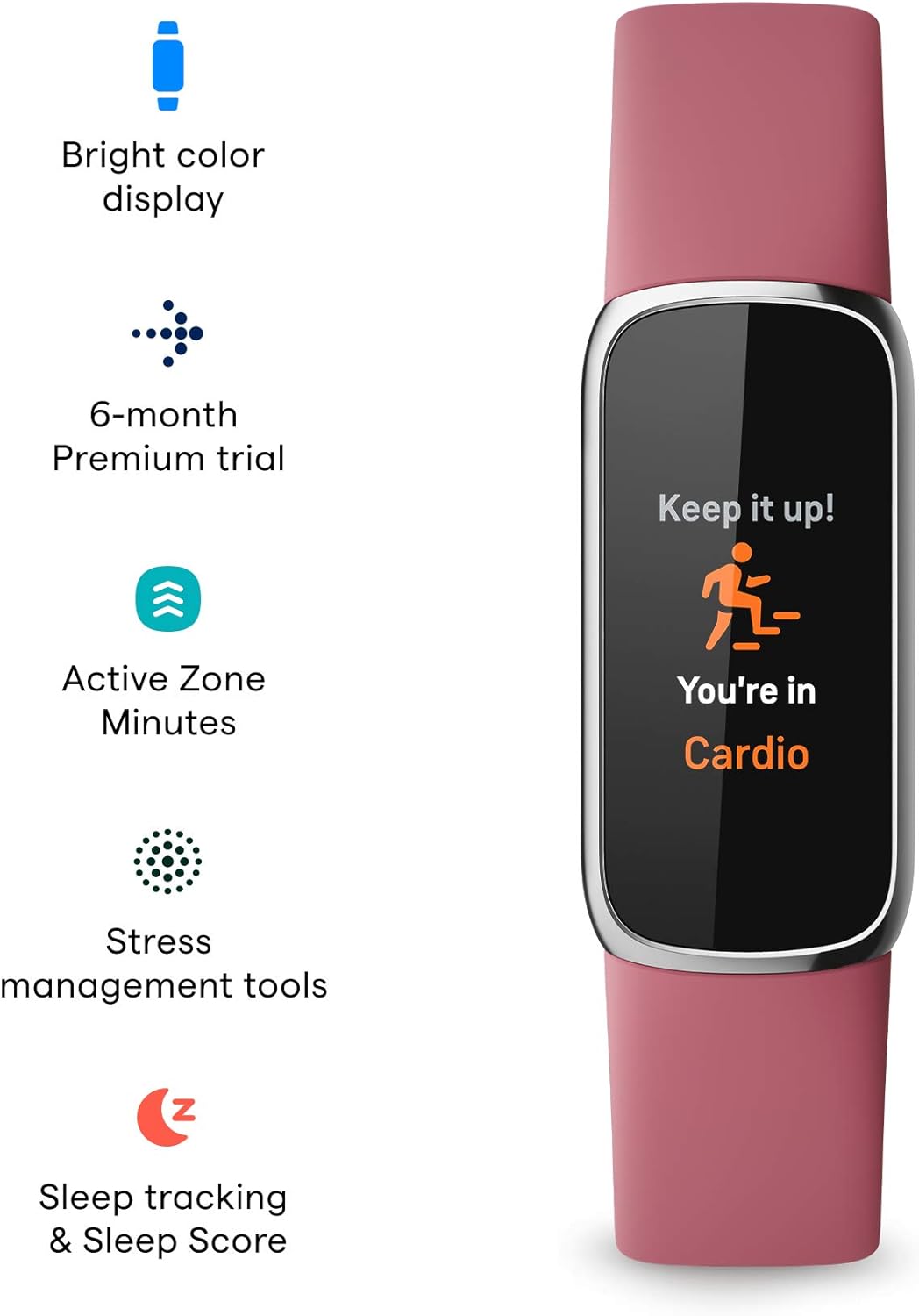 Fitness and Wellness-Tracker with Stress Management, Sleep-Tracking and 24/7 Heart Rate, One Size S L Bands Included, Lunar White/Soft Gold Stainless Steel, 1 Count