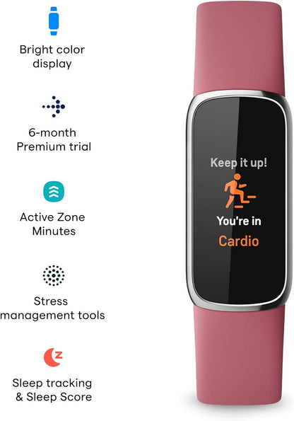 Fitness and Wellness-Tracker with Stress Management, Sleep-Tracking and 24/7 Heart Rate, One Size S L Bands Included, Lunar White/Soft Gold Stainless Steel, 1 Count