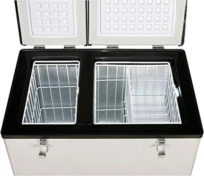 FM-65G 65 Quart Portable Refrigerator and Deep, AC 110V/ DC 12V, Real Chest Freezer for Car, Home, Camping, and RV with-8F to 50F Temperature Range, Gray, One Size