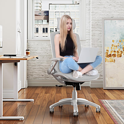 GABRYLLY Ergonomic Office Chair, High Back Home Desk Chair with Headrest, Flip-Up Arms, 90-120° Tilt Lock and Wide Cushion, Big and Tall Mesh Chairs for Man Woman, Black Task Chair