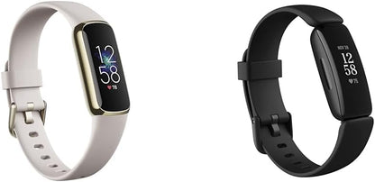 Fitness and Wellness-Tracker with Stress Management, Sleep-Tracking and 24/7 Heart Rate, One Size S L Bands Included, Lunar White/Soft Gold Stainless Steel, 1 Count