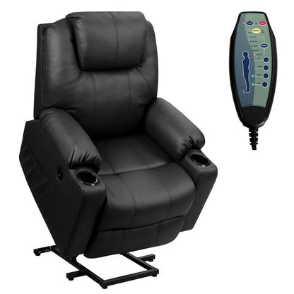 Electric Power Lift Recliner Leather Massage Reclining Sofa Elderly Lift Chair With Lumbar Heating Amp 8 Vibrating Nodes Cup Holder Usb Port - Comfortable And Ergonomic Design