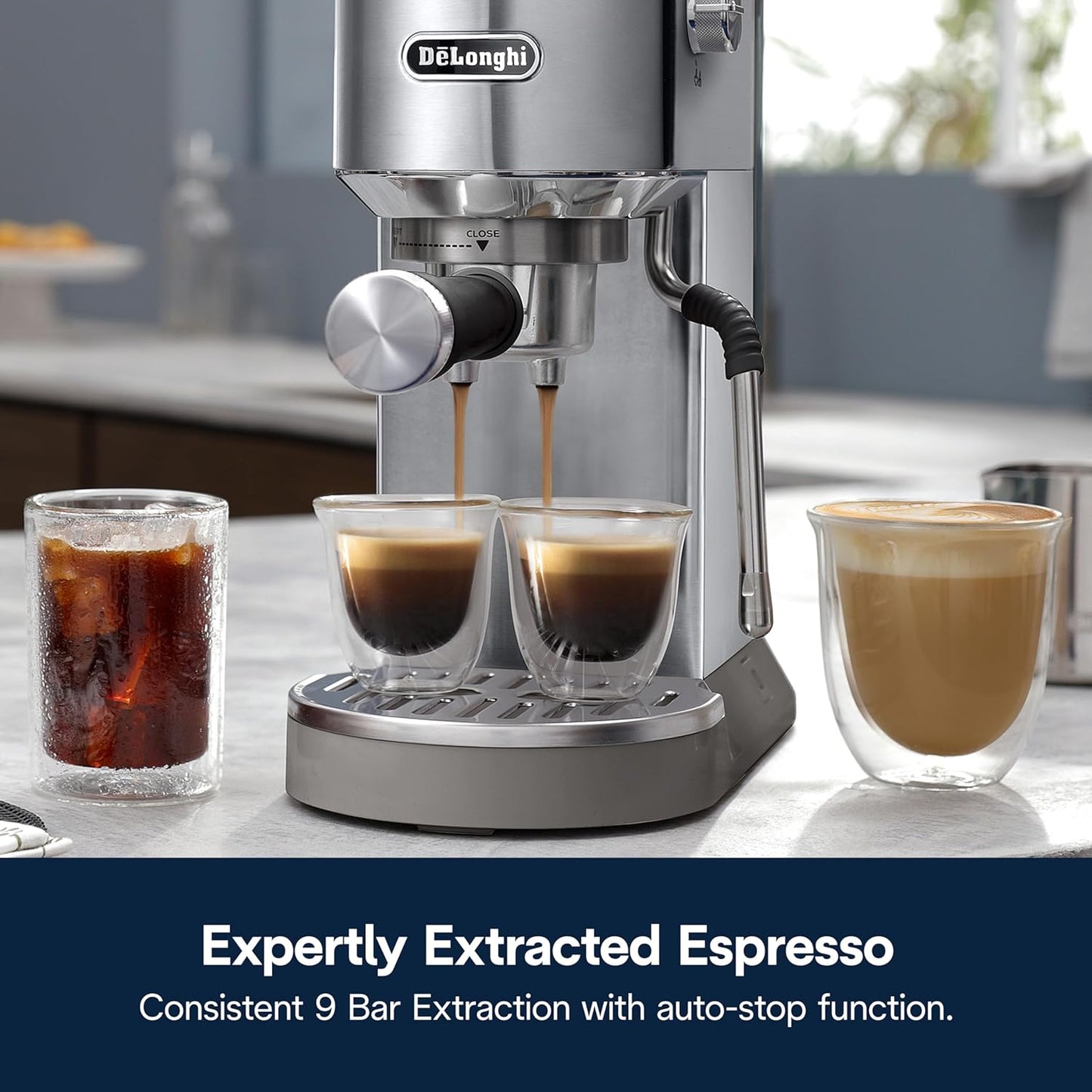De'Longhi Dedica Duo Espresso Machine with Milk Frother, Stainless