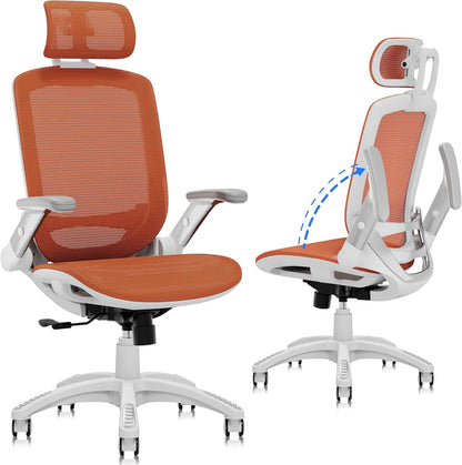 GABRYLLY Ergonomic Office Chair, High Back Home Desk Chair with Headrest, Flip-Up Arms, 90-120° Tilt Lock and Wide Cushion, Big and Tall Mesh Chairs for Man Woman, Black Task Chair