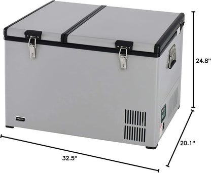 FM-65G 65 Quart Portable Refrigerator and Deep, AC 110V/ DC 12V, Real Chest Freezer for Car, Home, Camping, and RV with-8F to 50F Temperature Range, Gray, One Size