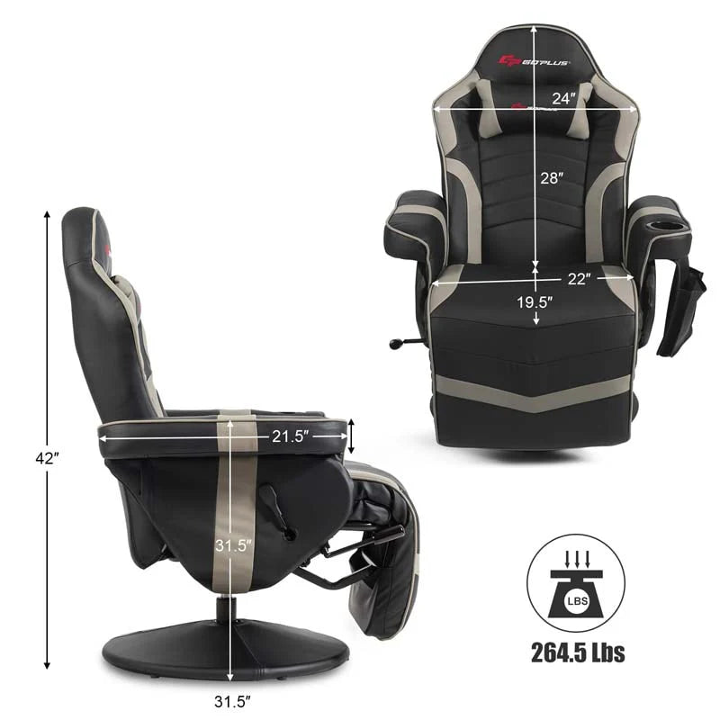 Pu Leather Massage Gaming Chair Ergonomic High Back Racing Style Gaming Recliner With Adjustable Backrest Amp Footrest Cup Holder Side Pouch - Comfortable And Ergonomic Design