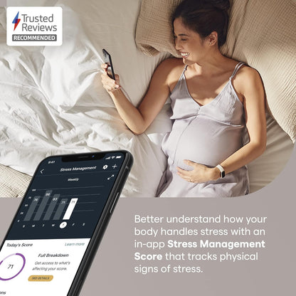 Fitness and Wellness-Tracker with Stress Management, Sleep-Tracking and 24/7 Heart Rate, One Size S L Bands Included, Lunar White/Soft Gold Stainless Steel, 1 Count