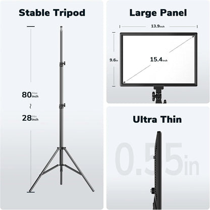 D50 LED Video Light Panel Lights 15.4", 2 Packs 45W 3000K-8000K Bi-Color Dimmable Photography Lighting, CRI 96+ Videography Lighting for Video Shooting/Gaming/Live Stream/Studio/Film