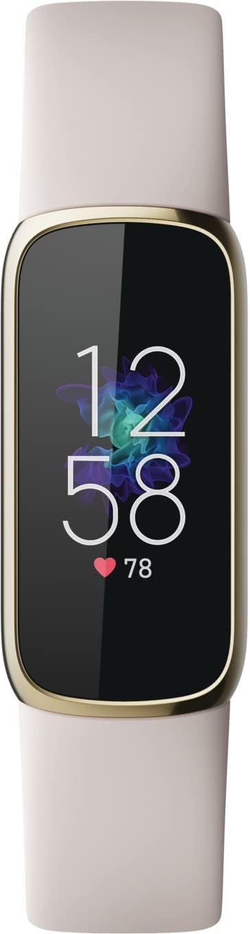 Fitness and Wellness-Tracker with Stress Management, Sleep-Tracking and 24/7 Heart Rate, One Size S L Bands Included, Lunar White/Soft Gold Stainless Steel, 1 Count