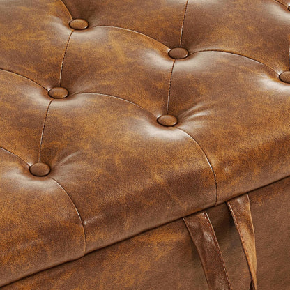 Furniliving Modern Storage Ottoman Bench, Sherpa Ottoman End of Bed Bench with Solid Wood Legs Upholstered Ottoman Benches with Storage Indoor Bench for Living Room with Rolled Arm, Entryway, White